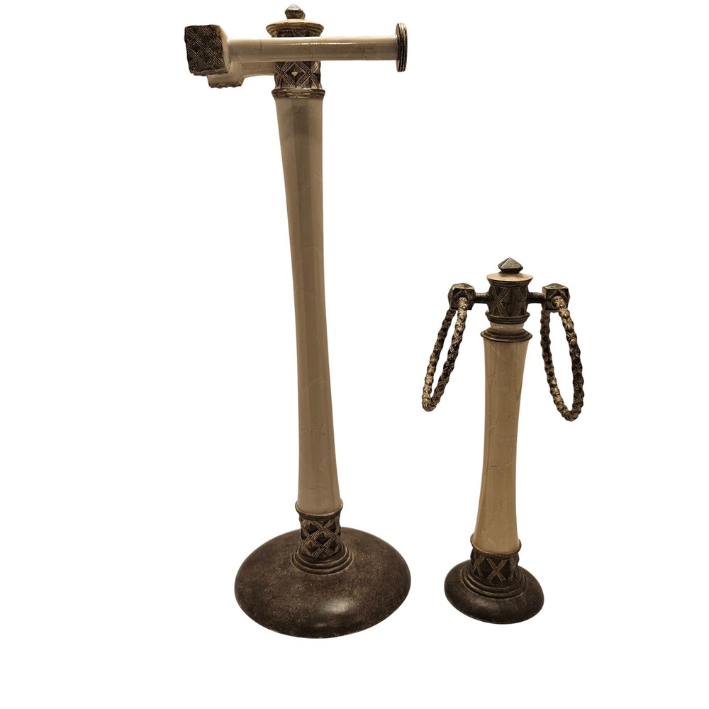 India Ink Brunswick Faux Marble Bronze Toilet Paper Holder & Towel Tree Set